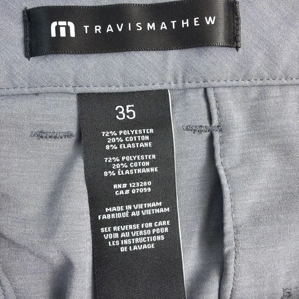 Travis Mathew Mens 35x32 Gray Comfort Stretch Casual Performance Golf Pants